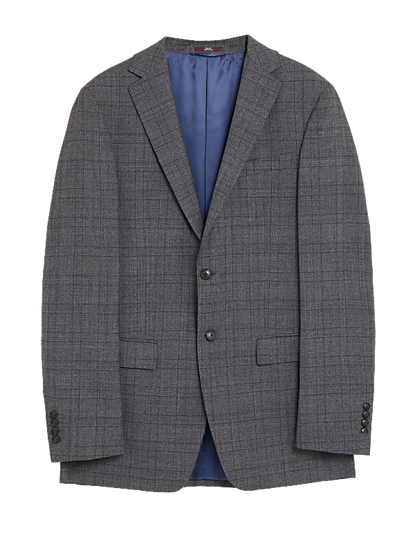 Charcoal Checked Pure Wool Jacket