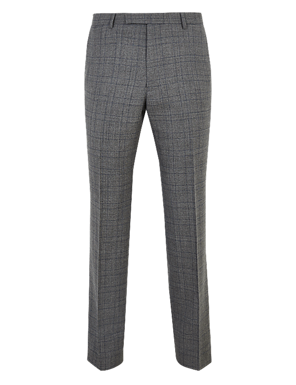 Charcoal Checked Pure Wool Trousers
