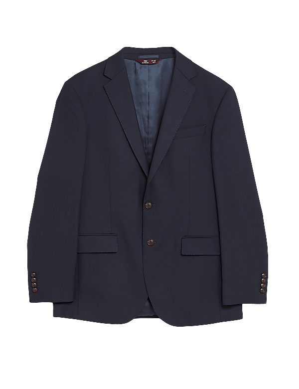 Navy Regular Fit Wool Rich Jacket