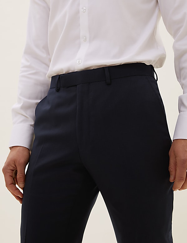 Navy Slim Fit Wool Rich Trousers