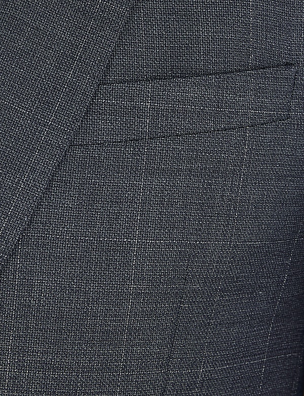 Blue Checked Slim Fit Wool Jacket