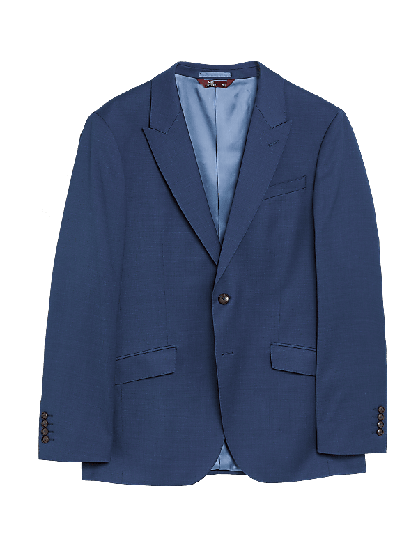Blue Tailored Fit Wool Rich Jacket