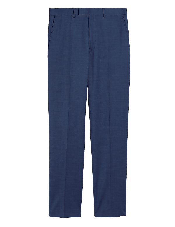 Blue Tailored Fit Wool Rich Trousers