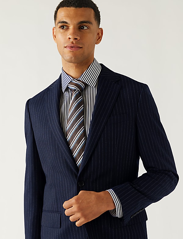 Regular Fit Pure Wool Striped Suit Jacket