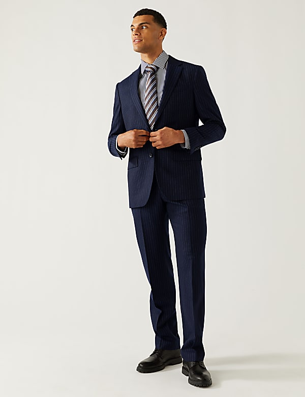 Regular Fit Pure Wool Striped Suit Jacket