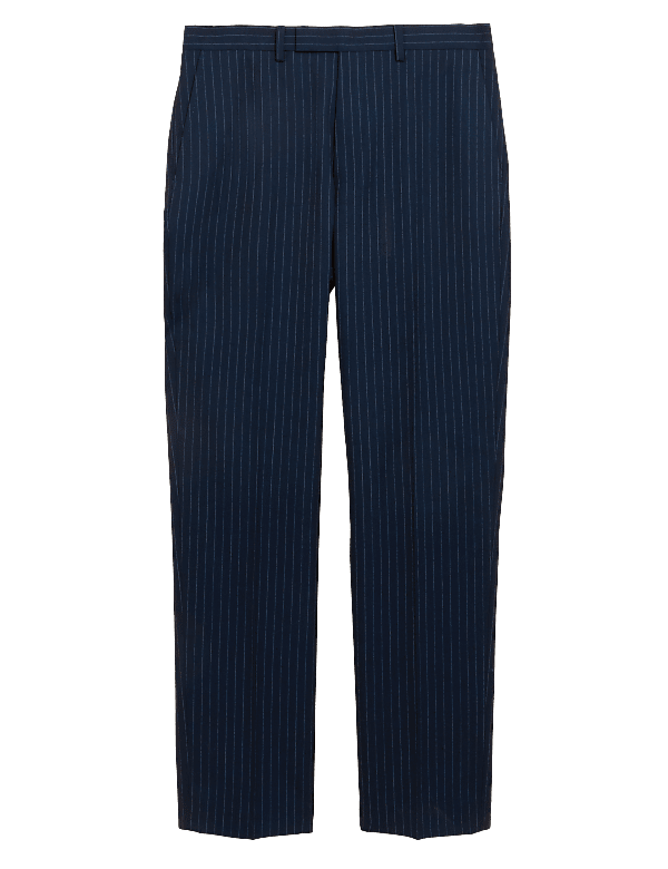 Regular Fit Pure Wool Chalk Stripe Suit Trousers