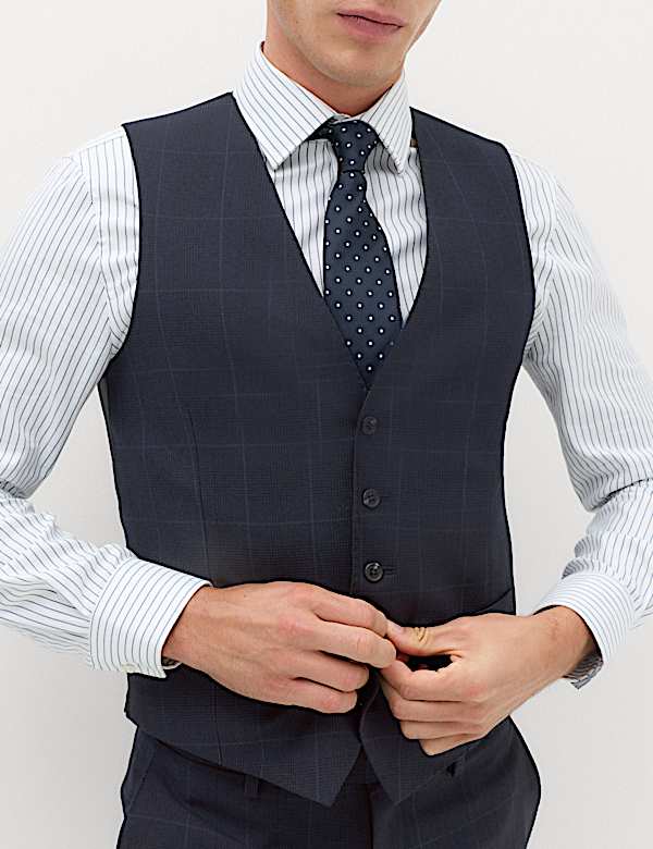 Pure Wool Prince of Wales Check Waistcoat - FR