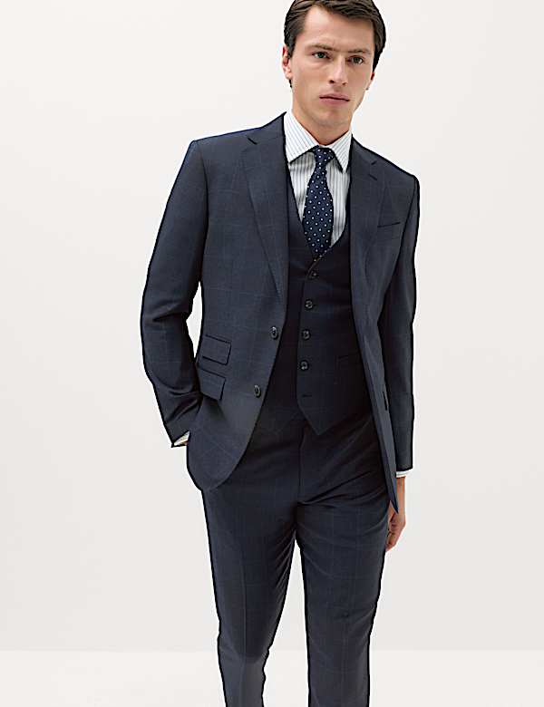 Pure Wool Prince of Wales Check Waistcoat - FR