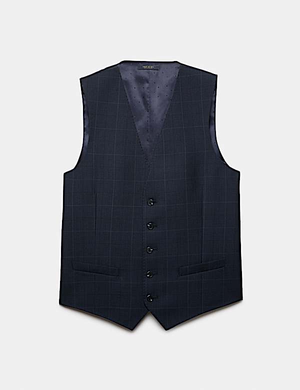 Pure Wool Prince of Wales Check Waistcoat - FR