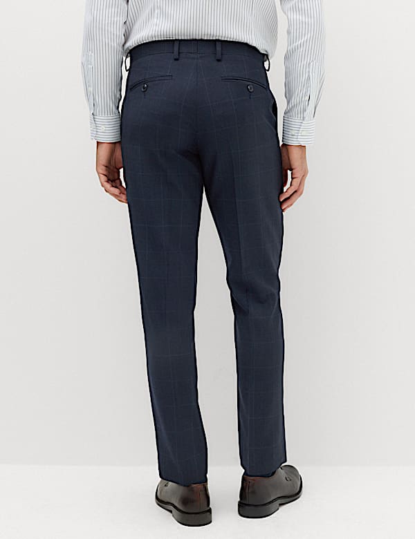 Regular Fit Pure Wool Check Suit Trousers - CA