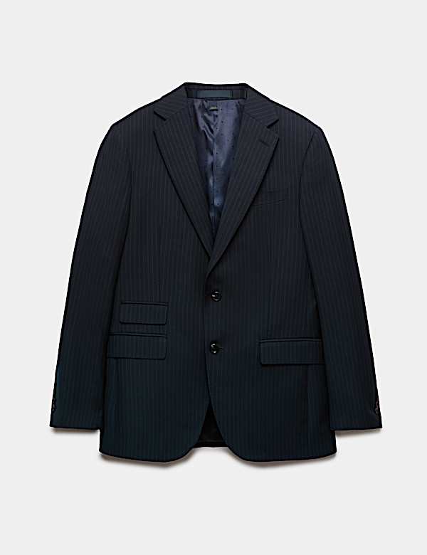 Veste tailleur 100 % laine coupe standard &agrave; rayures - BE