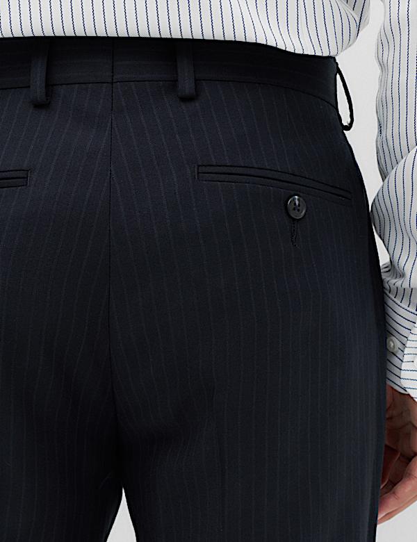 Regular Fit Pure Wool Striped Suit Trousers - JO