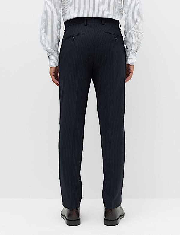 Regular Fit Pure Wool Striped Suit Trousers - JO