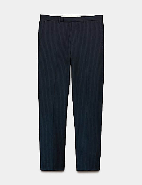 Regular Fit Pure Wool Striped Suit Trousers - JO