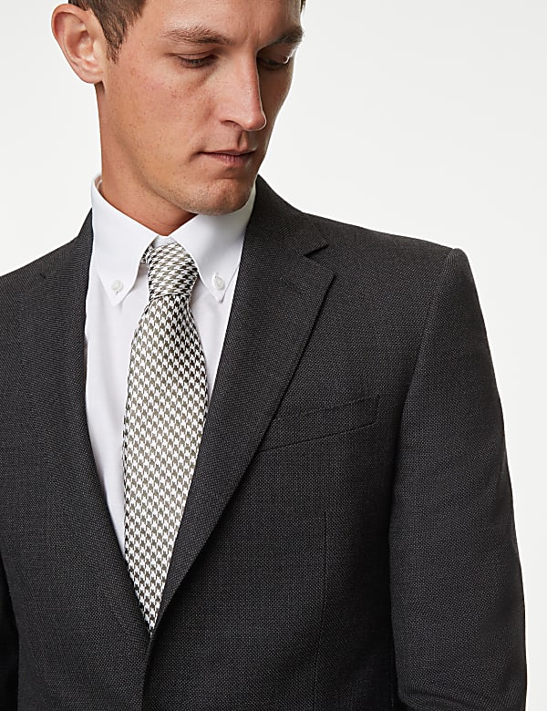 Slim Fit Pure Wool Textured Suit Jacket - FR