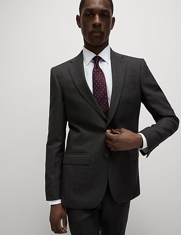 Slim Fit Pure Wool Textured Suit Jacket - JO