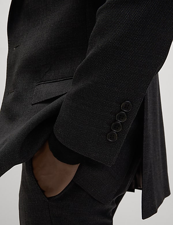 Chaqueta de traje de corte ajustado 100% lana texturizada - US