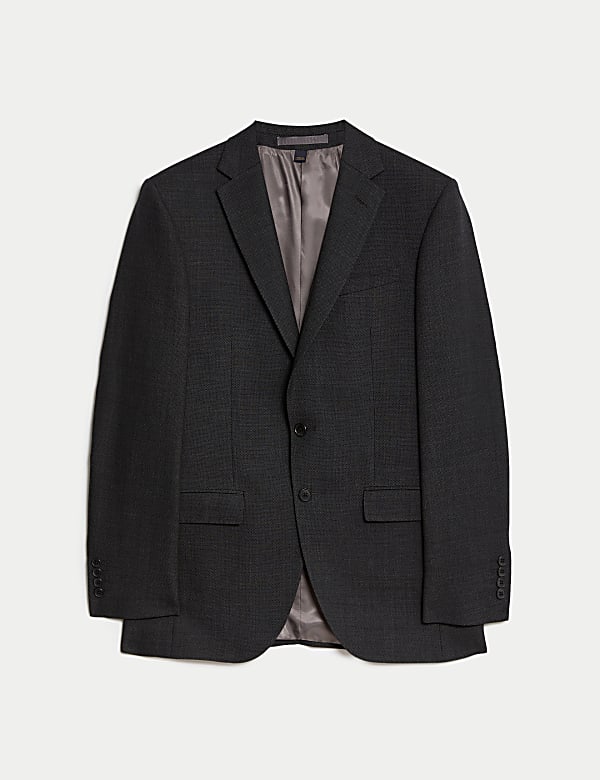 Chaqueta de traje de corte ajustado 100% lana texturizada - US