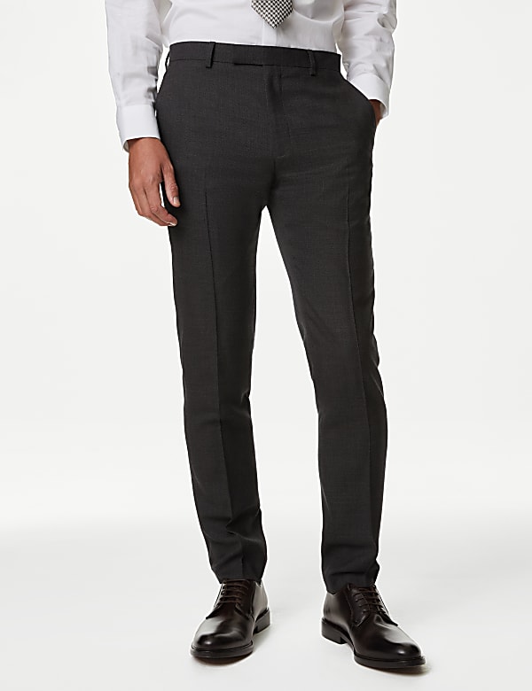 Slim Fit Pure Wool Textured Suit Trousers - RS