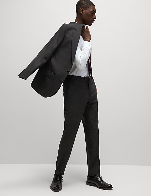 Slim Fit Pure Wool Textured Suit Trousers - MX