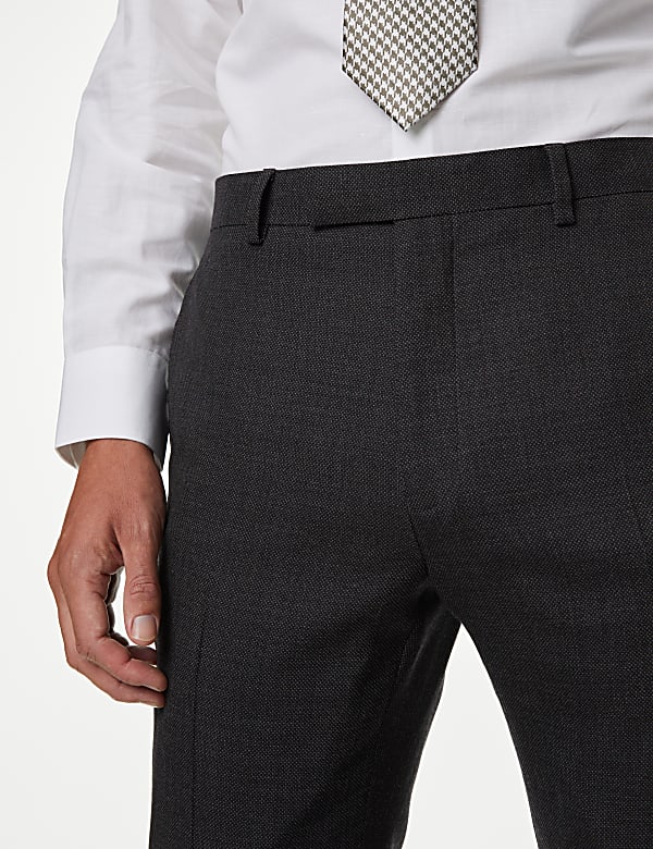 Slim Fit Pure Wool Textured Suit Trousers - JP