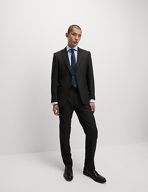 Regular Fit Pure Wool Textured Suit Trousers - JE