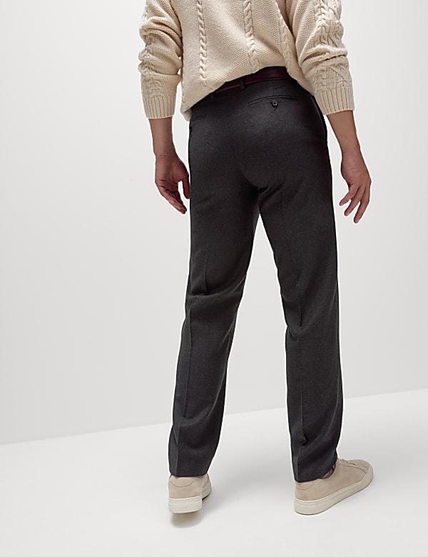 Celana Panjang Setelan Bertekstur Wol Murni Regular Fit - ID