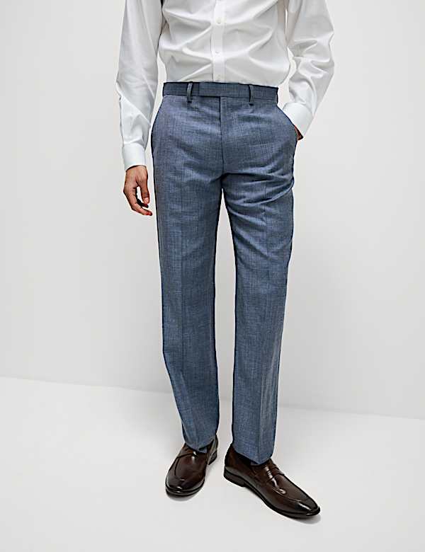 Regular Fit Wool Rich Linen Blend Suit Trouser - AL