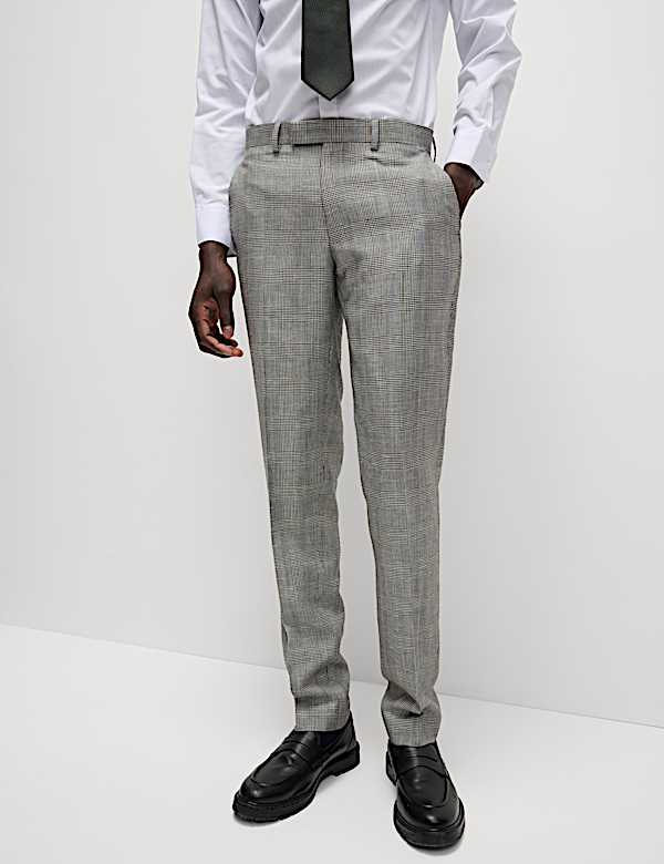 Slim Fit Wool Rich Check Suit Trousers - FI