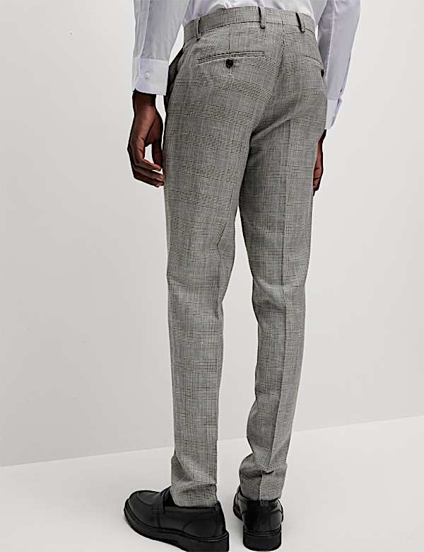 Slim Fit Wool Rich Check Suit Trousers - FI