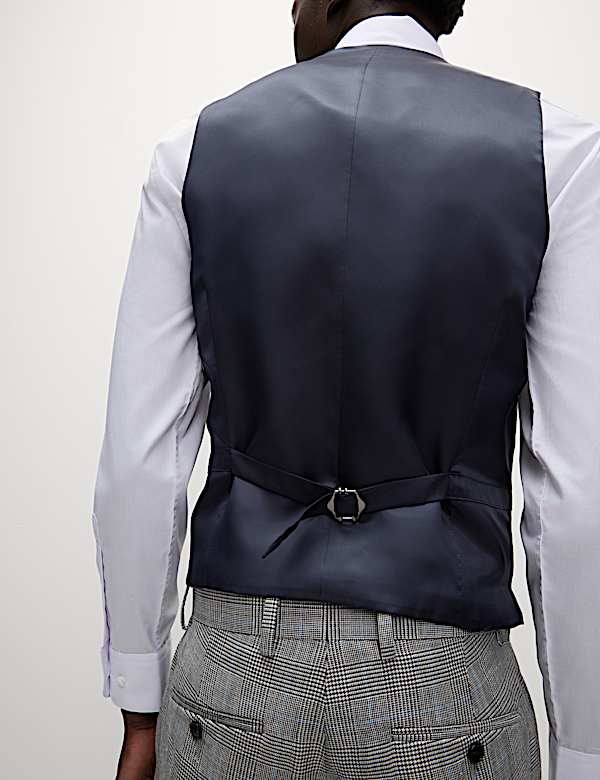 Chaleco de cuadros de corte ajustado de lana - US