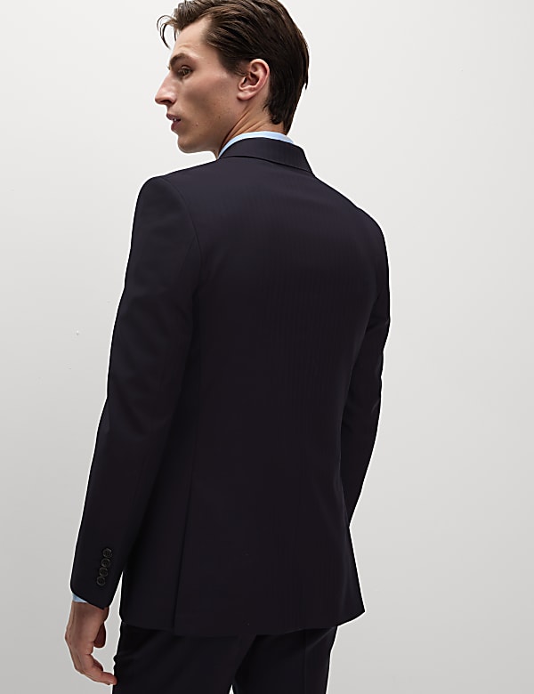 Slim Fit Pure Wool Herringbone Suit Jacket - DE