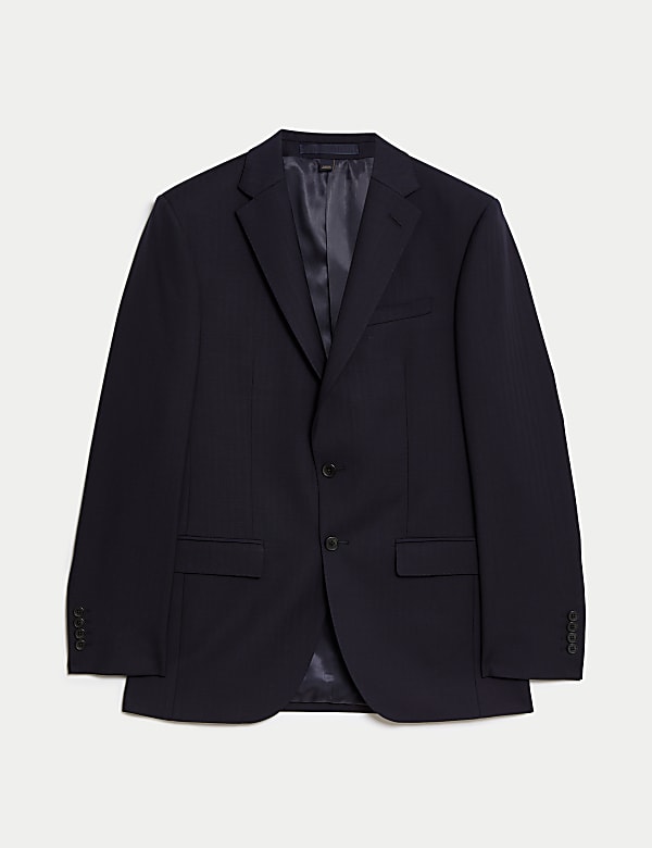 Slim Fit Pure Wool Herringbone Suit Jacket - DE