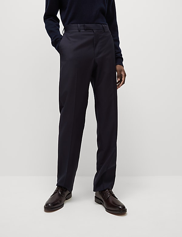 Regular Fit Pure Wool Suit Trousers - RS