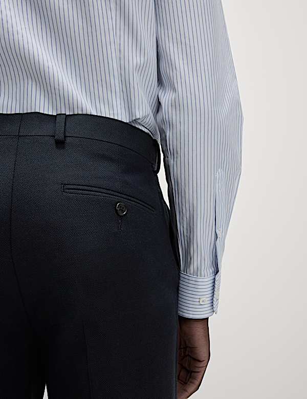 Regular Fit Pure Wool Suit Trousers - US