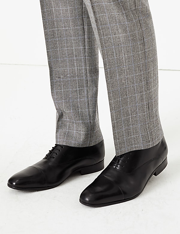 Grey Checked Tailored Fit Wool Trousers