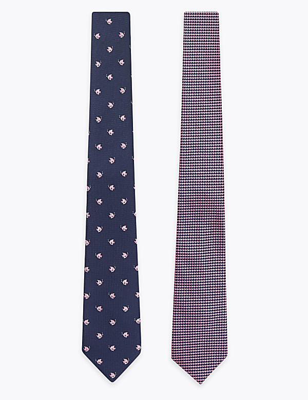 2 Pack Slim Woven Patterned Ties
