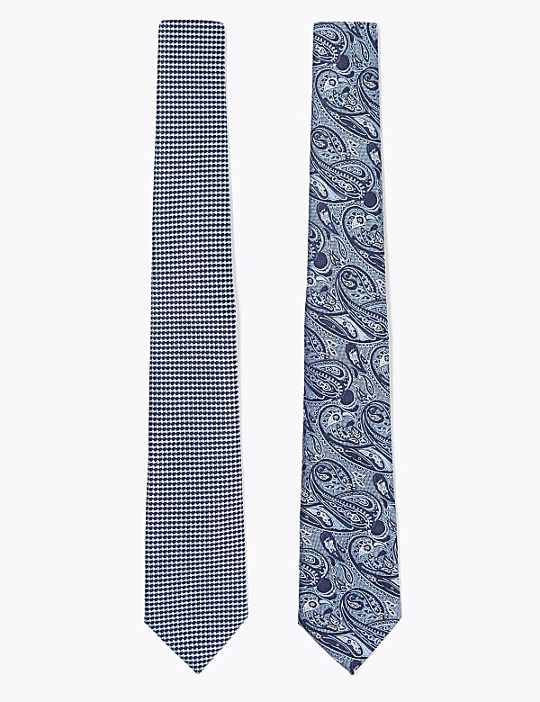 2 Pack Slim Woven Check & Paisley Ties