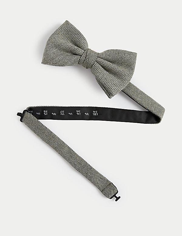 Herringbone Wool Blend Bow Tie - AL