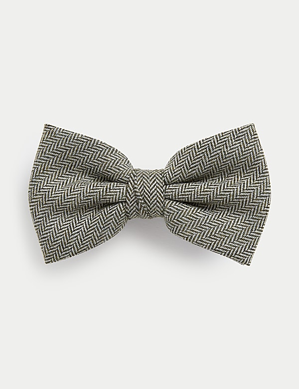 Herringbone Wool Blend Bow Tie - AL