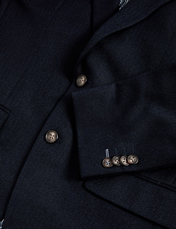 Slim Fit Wool Blend Herringbone Suit Jacket