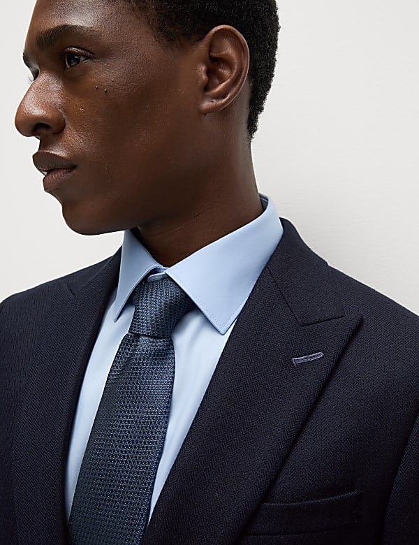 Slim Fit Wool Blend Herringbone Suit Jacket