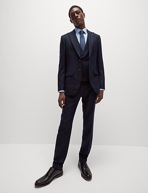 Slim Fit Wool Blend Herringbone Suit Jacket