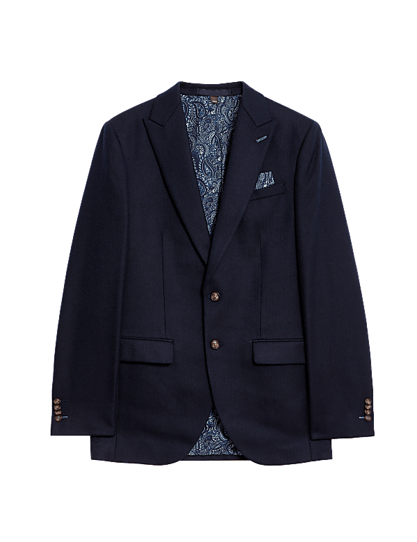 Slim Fit Wool Blend Herringbone Suit Jacket