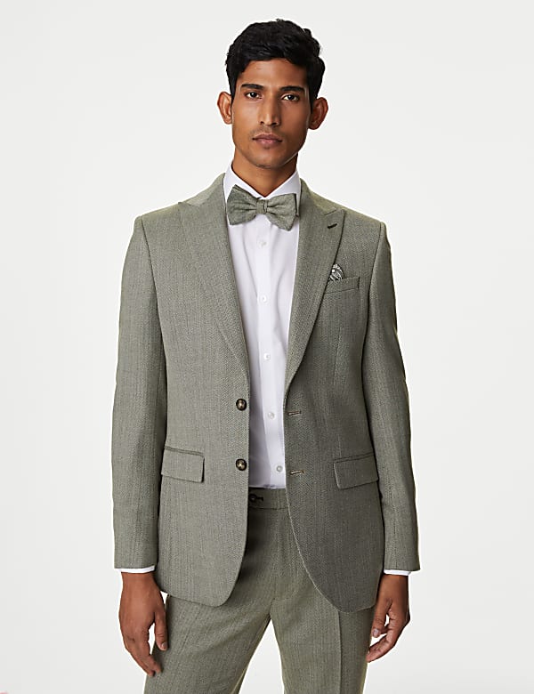 Veste de costume coupe cintrée en laine mélangée à motif chevrons - FR