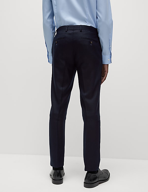 Slim Fit Wool Blend Herringbone Suit Trousers