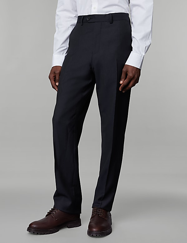 Tailored Fit Pure Wool Herringbone Trousers - GR