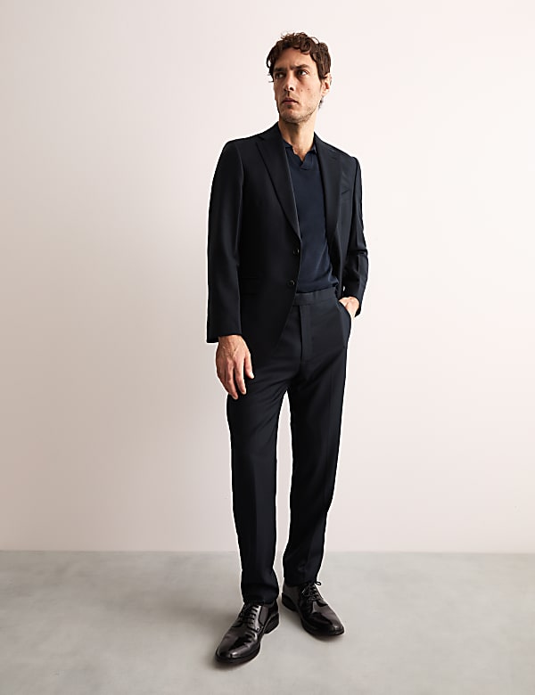 Tailored Fit Pure Wool Suit Jacket NAVY Suit Jacket M S GR