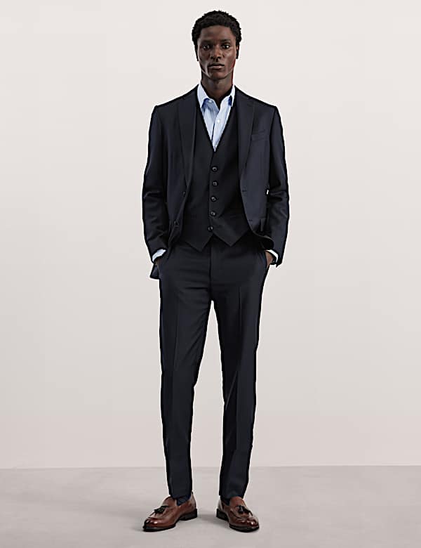 Tailored Fit Pure Wool Twill Waistcoat - ES