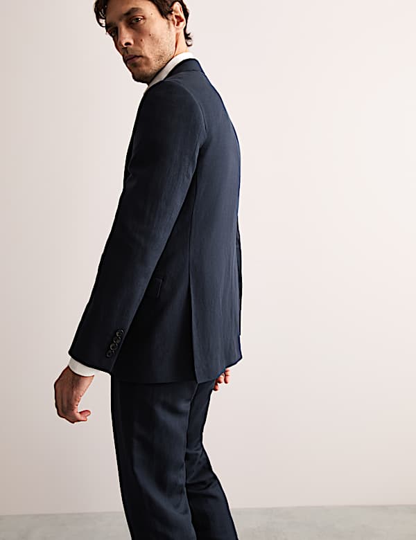 Veste tailleur croisée coupe ajustée en lin mélangé et soie - CA